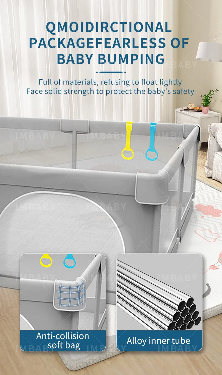 IMBABY Baby Playpens Light Gray Corralito for Baby Playground